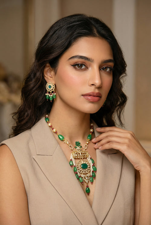 Rasa Royal Emerald Statement Set