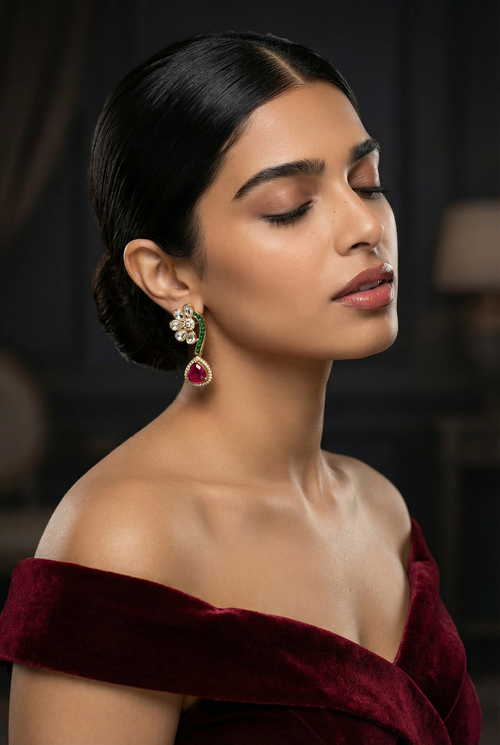 Moraya Ruby Peacock Pendant Set
