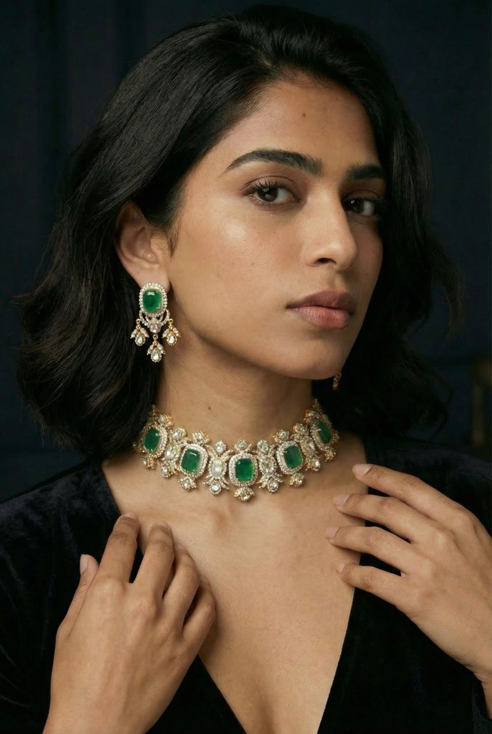 Oval Court Emerald Choker Set