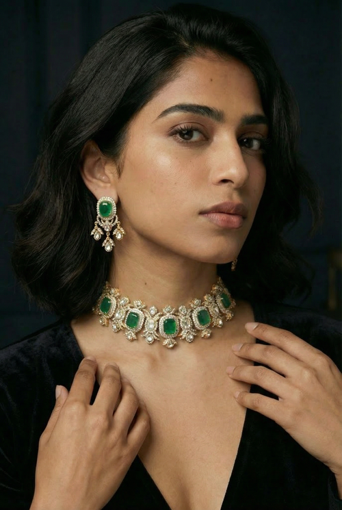 Oval Court Emerald Choker Set