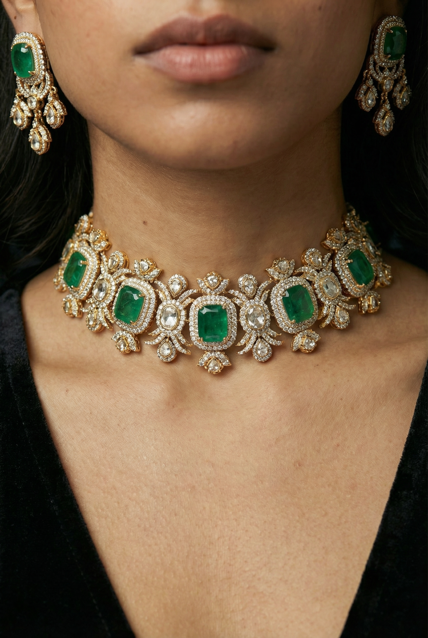 Oval Court Emerald Choker Set