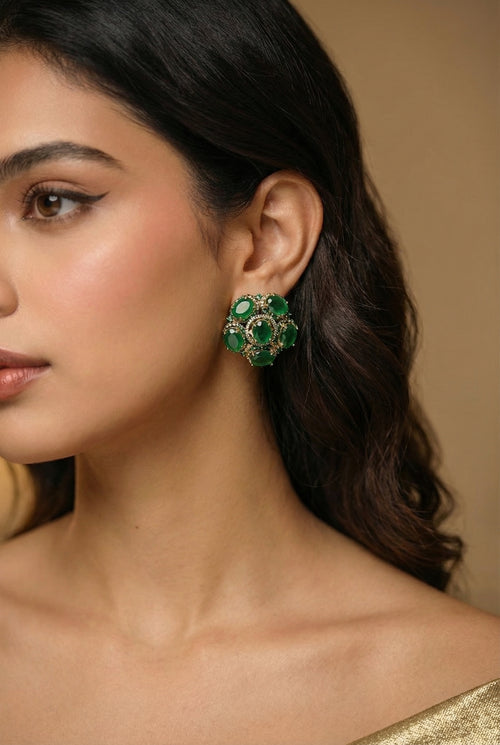 The Viridian Velvet Studs