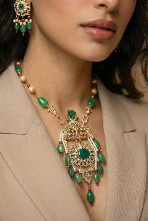 Rasa Royal Emerald Statement Set