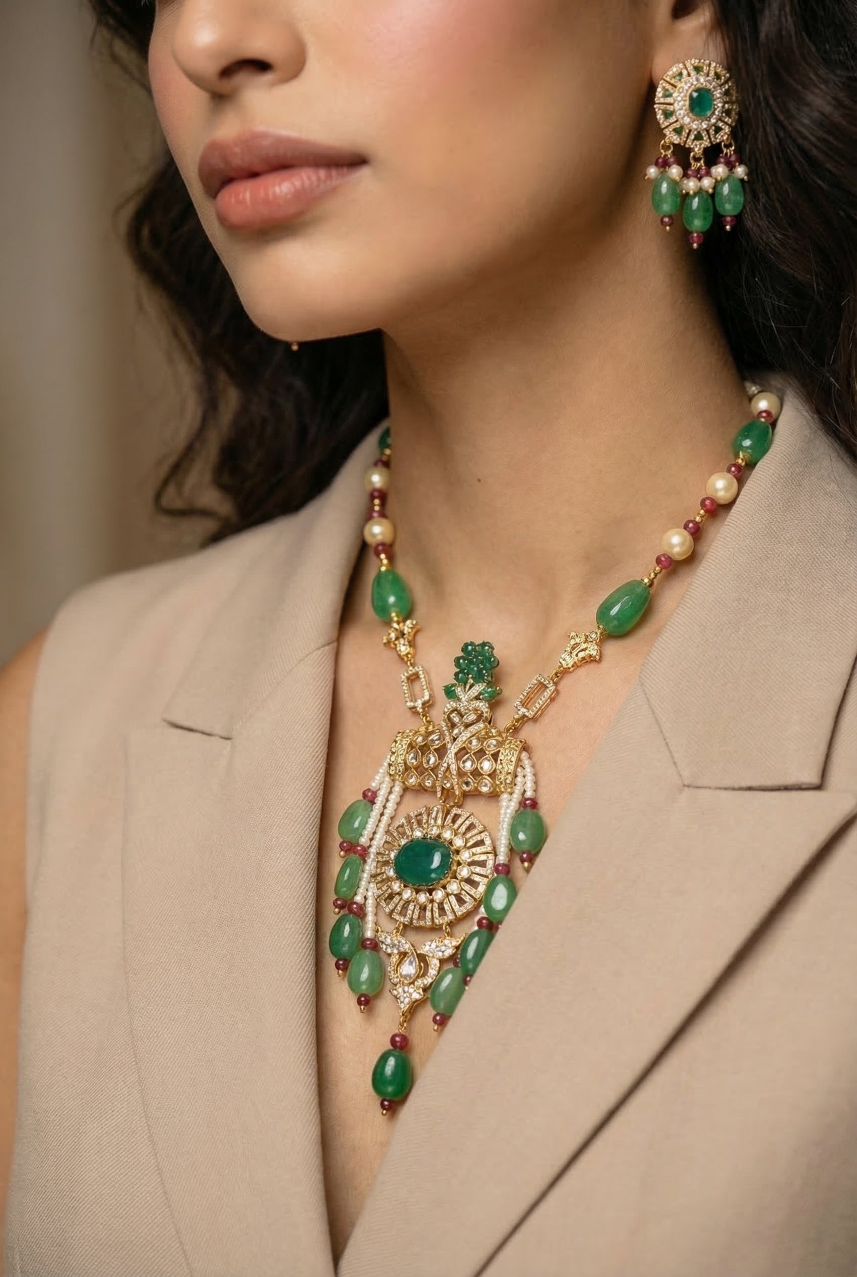 Rasa Royal Emerald Statement Set