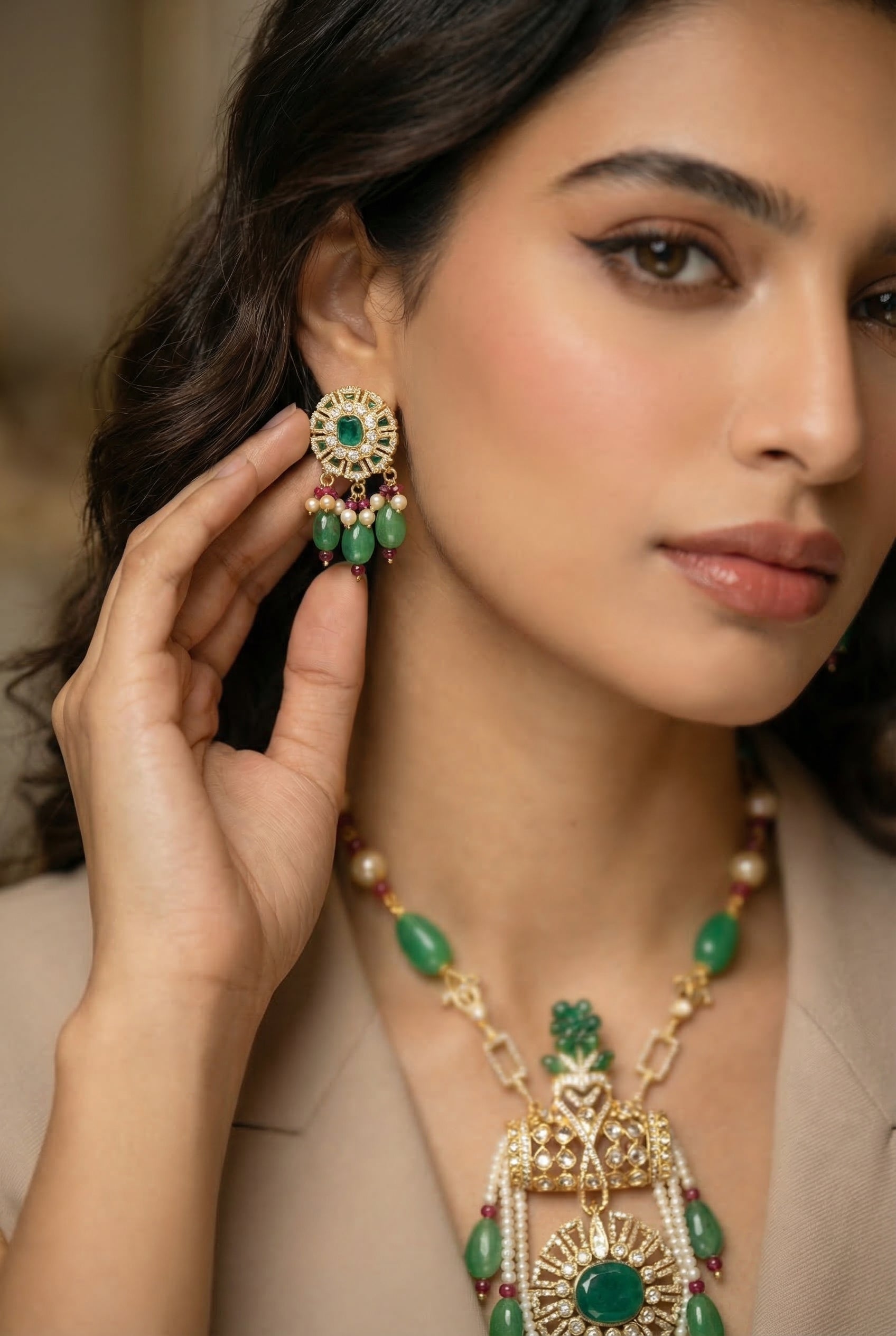 Rasa Royal Emerald Statement Set