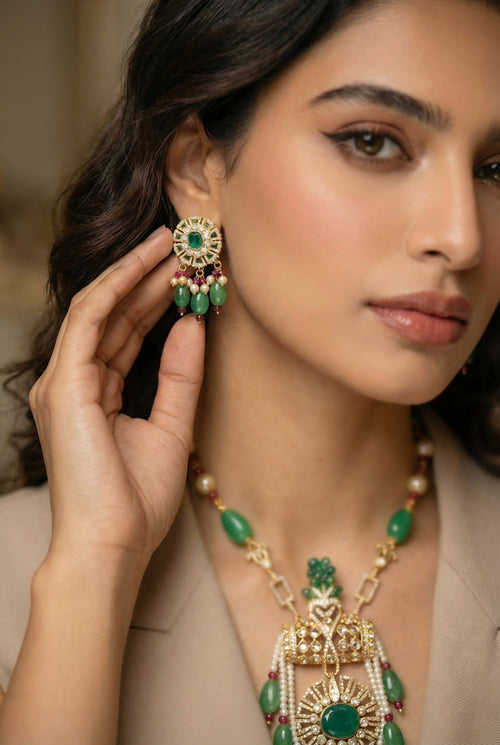 Rasa Royal Emerald Statement Set