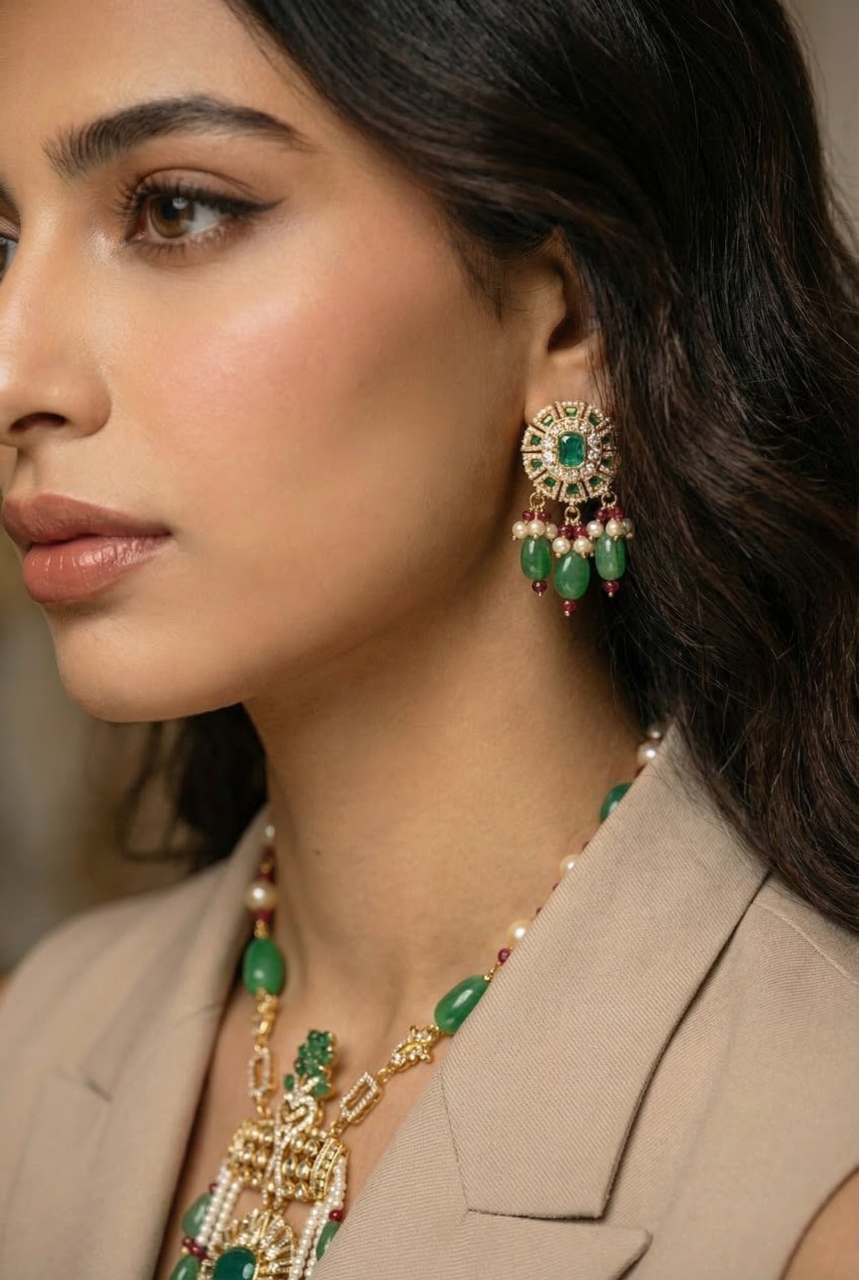 Rasa Royal Emerald Statement Set