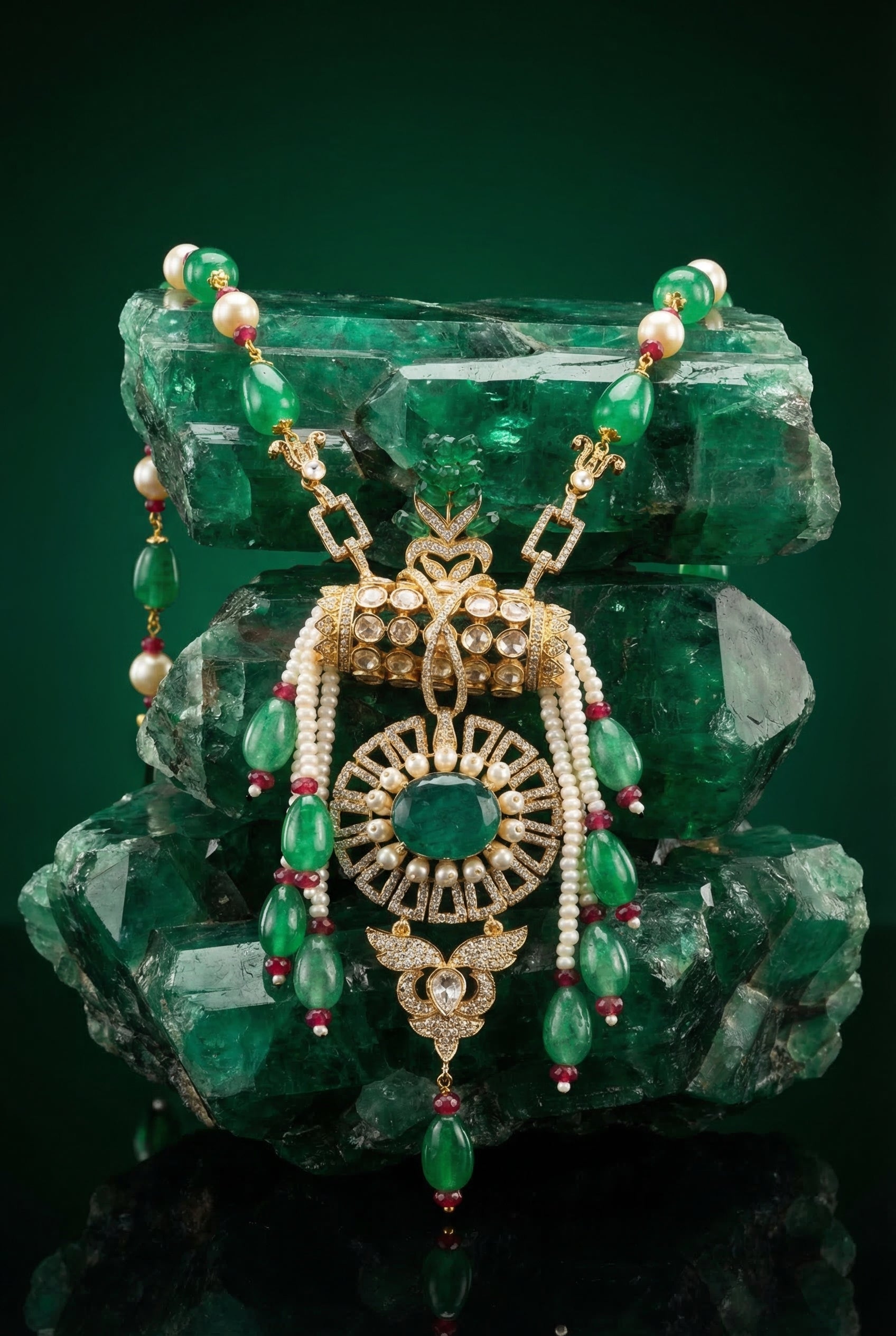 Rasa Royal Emerald Statement Set