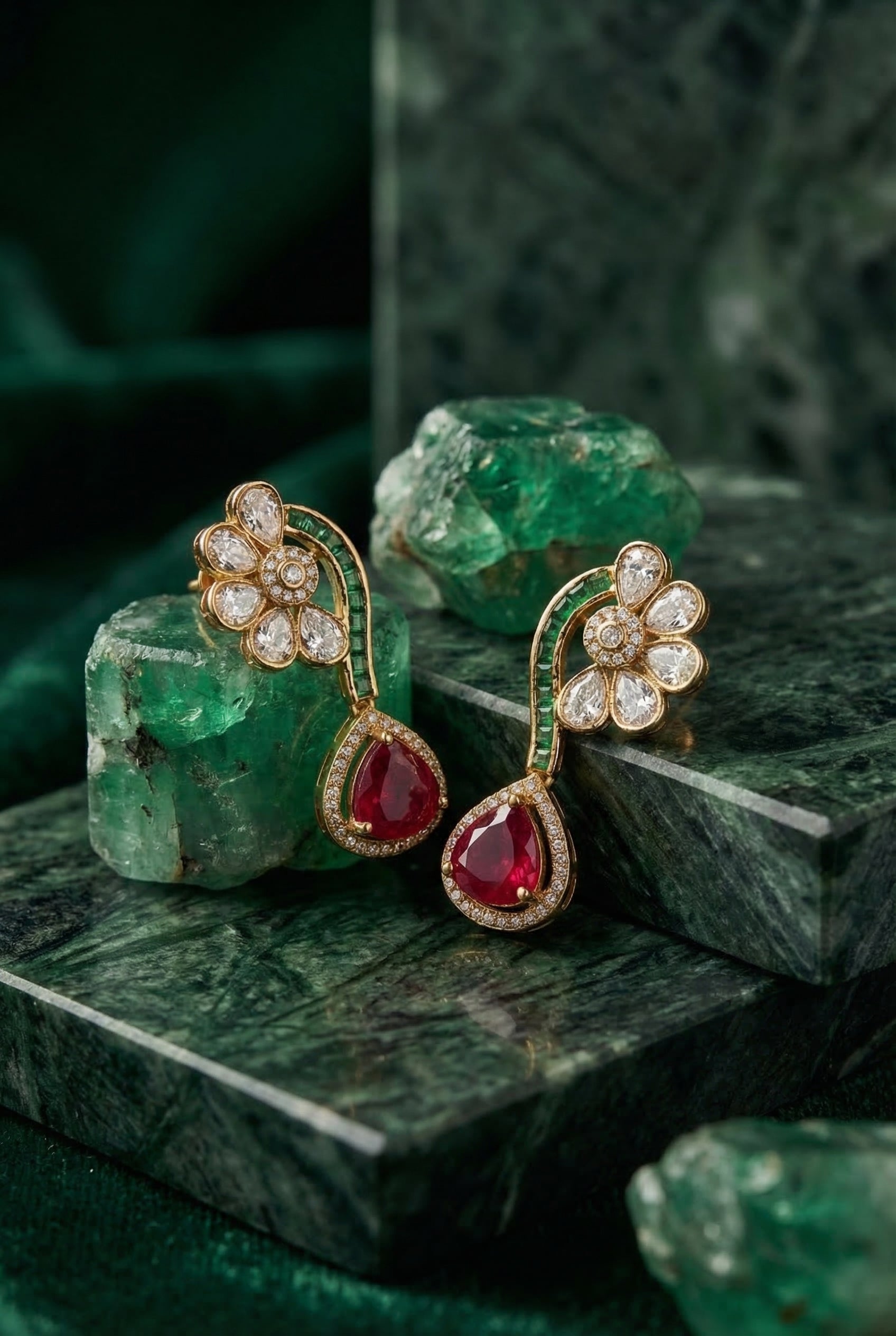 Moraya Ruby Peacock Pendant Set