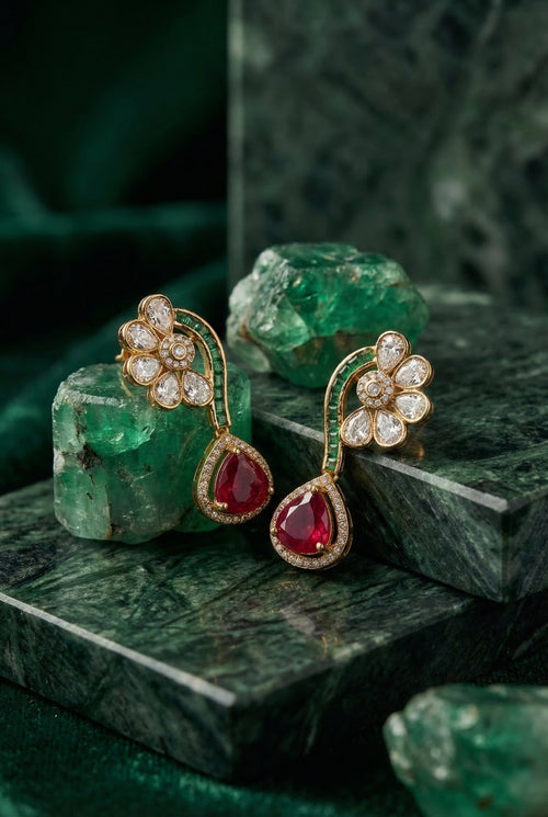 Moraya Ruby Peacock Pendant Set