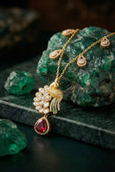 Moraya Ruby Peacock Pendant Set